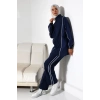 Kadın Mevsimlik Penye Alt Üst Spor Ve Rahat Lacivert Ikili Tunik Pantolon Şık Tesettür Takım