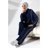Kadın Mevsimlik Penye Alt Üst Spor Ve Rahat Lacivert Ikili Tunik Pantolon Şık Tesettür Takım