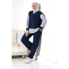 Kadın Mevsimlik Alt ve Üst Rahat Lacivert Spor Tesettür Takım