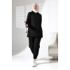 Kadın Mevsimlik Alt Üst Rahat Siyah Spor Ikili Tunik Pantolon Şık Tesettür Takım