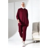 Kadın Mevsimlik Alt ve Üst Rahat Mürdüm Spor Tesettür Takım