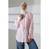 Kadın Modal Dokuma Kumaş Pembe Tesettür Gömlek