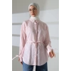 Kadın Modal Dokuma Kumaş Pembe Tesettür Gömlek
