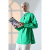 Kadın 100% Pamuk Poplin Kumaş Yeşil Tesettür Gömlek