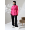 Kadın 100% Pamuk Poplin Kumaş Fuşya Tesettür Gömlek