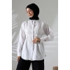 Kadın 100% Pamuk Poplin Kumaş Beyaz Tesettür Gömlek