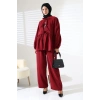 Kadın 100% Pamuk Modal Bordo Gömlek Pantolon Tesettür Takım