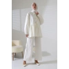 Kadın 100% Pamuk Modal Beyaz Gömlek Pantolon Tesettür Takım
