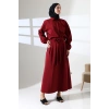 Kadın 100% Pamuk Modal Bordo Gömlek Etek Tesettür Takım