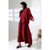 Kadın 100% Pamuk Modal Bordo Gömlek Etek Tesettür Takım