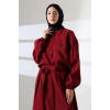 Kadın 100% Pamuk Modal Bordo Gömlek Etek Tesettür Takım
