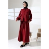 Kadın 100% Pamuk Modal Bordo Gömlek Etek Tesettür Takım