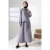 Kadın 100% Pamuk Modal Gri Gömlek Etek Tesettür Takım