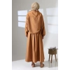 Kadın 100% Pamuk Modal Camel Gömlek Etek Tesettür Takım