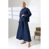 Kadın 100% Pamuk Modal Lacivert Gömlek Etek Tesettür Takım