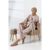 Kadın 100% Pamuk Modal Krem Kimono Pantolon Tesettür Takım