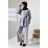 Kadın 100% Pamuk Modal Gri Kimono Pantolon Tesettür Takım