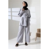 Kadın 100% Pamuk Modal Gri Kimono Pantolon Tesettür Takım