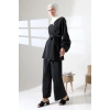 Kadın 100% Pamuk Modal Siyah Kimono Pantolon Tesettür Takım