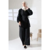 Kadın 100% Pamuk Modal Siyah Kimono Pantolon Tesettür Takım