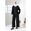 Kadın 100% Pamuk Modal Siyah Kimono Pantolon Tesettür Takım