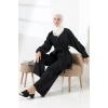 Kadın 100% Pamuk Modal Siyah Kimono Pantolon Tesettür Takım