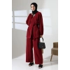 Kadın 100% Pamuk Modal Bordo Kimono Pantolon Tesettür Takım