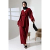 Kadın 100% Pamuk Modal Bordo Kimono Pantolon Tesettür Takım