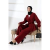Kadın 100% Pamuk Modal Bordo Kimono Pantolon Tesettür Takım