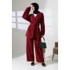 Kadın 100% Pamuk Modal Bordo Kimono Pantolon Tesettür Takım