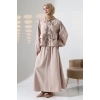 Kadın 100% Pamuk Modal Krem Gömlek Etek Tesettür Takım