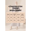 Kadın 100% Pamuk Modal Gri Gömlek Etek Tesettür Takım