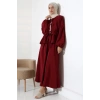 Kadın 100% Pamuk Modal Bordo Gömlek Etek Tesettür Takım