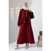 Kadın 100% Pamuk Modal Bordo Gömlek Etek Tesettür Takım