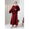 Kadın 100% Pamuk Modal Bordo Gömlek Etek Tesettür Takım
