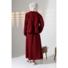Kadın 100% Pamuk Modal Bordo Gömlek Etek Tesettür Takım