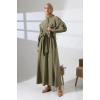 Kadın 100% Pamuk Modal Haki Gömlek Etek Tesettür Takım