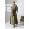 Kadın 100% Pamuk Modal Haki Gömlek Etek Tesettür Takım