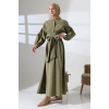 Kadın 100% Pamuk Modal Haki Gömlek Etek Tesettür Takım