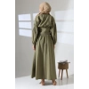 Kadın 100% Pamuk Modal Haki Gömlek Etek Tesettür Takım