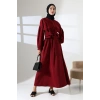 Kadın 100% Pamuk Modal Bordo Gömlek Etek Tesettür Takım
