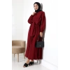 Kadın 100% Pamuk Modal Bordo Gömlek Etek Tesettür Takım