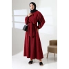 Kadın 100% Pamuk Modal Bordo Gömlek Etek Tesettür Takım