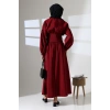 Kadın 100% Pamuk Modal Bordo Gömlek Etek Tesettür Takım
