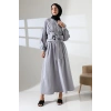 Kadın 100% Pamuk Modal Gri Gömlek Etek Tesettür Takım