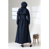 Kadın 100% Pamuk Modal Lacivert Gömlek Etek Tesettür Takım
