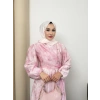 Clara Model Kemerli Bilek Büzgü Desen Detaylı Kadın Elbise