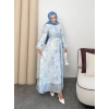 Clara Model Kemerli Bilek Büzgü Desen Detaylı Kadın Elbise