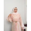 Amelia  Model Kemerli Bilek Büzgü Desen Detaylı Kadın Elbise