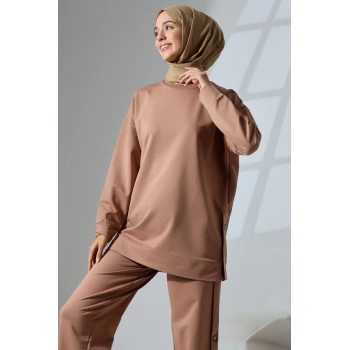 Kadın Camel Mevsimlik Penye Alt Üst Spor ve Rahat Tesettür Takım
